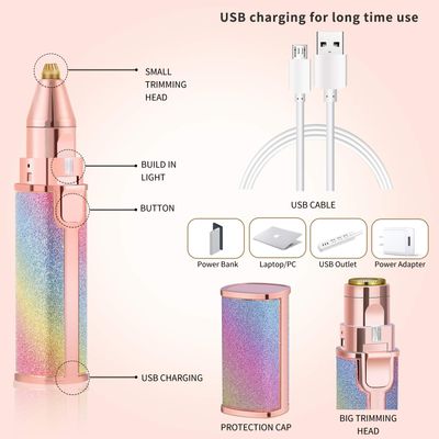 2 in 1 Electric Women's Facial Lip Eyebrow Trimmer Painless Hair Epilator USB Facial Hair Razor Hair Trimmer_img_2