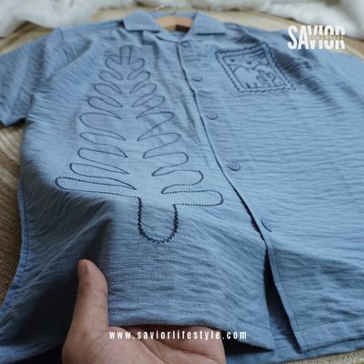 Sky Fern - Drop Shoulder Embroidery Shirt_img_2