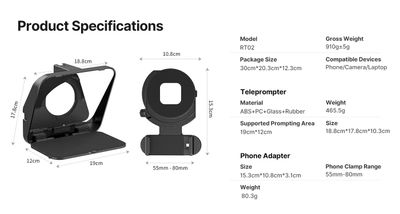 ULANZI RT02 Universal Teleprompter for Camera, Tablet, Smartphone with Remote Control_img_4