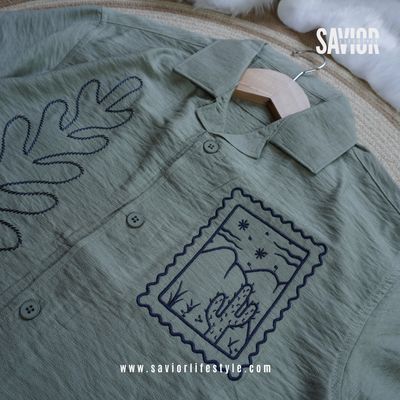Nature Thread - Drop Shoulder Embroidery Shirt_img_1