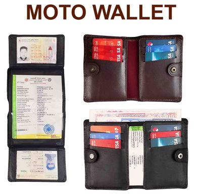 KROYSHALA Moto Biker 100% genuine leather wallet black & chocolate_img_0