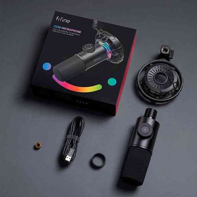 FIFINE K658 USB Dynamic Cardioid Podcast Microphone With A Live Monitoring, Gain Control, Mute Button_img_0