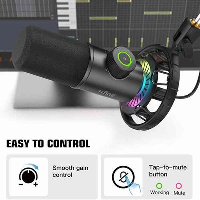 FIFINE K658 USB Dynamic Cardioid Podcast Microphone With A Live Monitoring, Gain Control, Mute Button_img_1