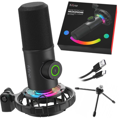 FIFINE K658 USB Dynamic Cardioid Podcast Microphone With A Live Monitoring, Gain Control, Mute Button_img_2