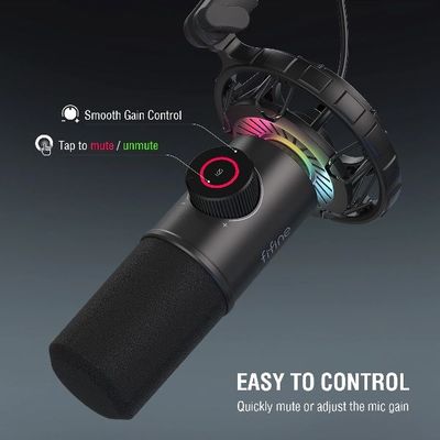 FIFINE K658 USB Dynamic Cardioid Podcast Microphone With A Live Monitoring, Gain Control, Mute Button_img_4