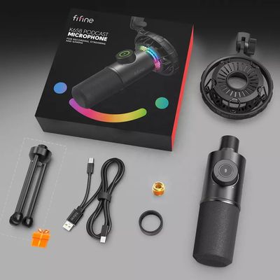 FIFINE K658 USB Dynamic Cardioid Podcast Microphone With A Live Monitoring, Gain Control, Mute Button_img_5