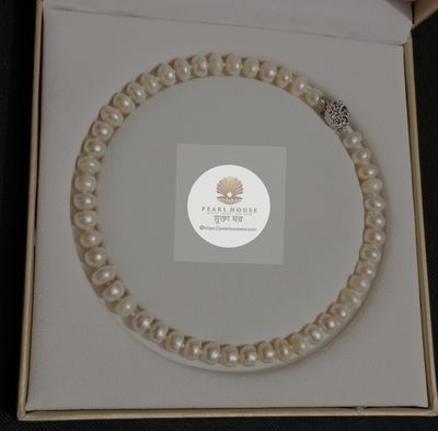 Button shape Pearl Necklace_img_0