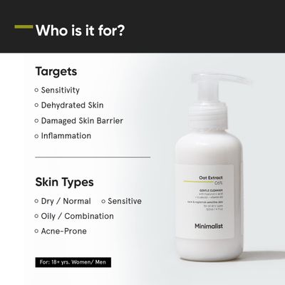 Minimalist 6% Oat Extract Gentle Face Wash | For Sensitive, Dry & Dehydrated Skin | With Hyaluronic Acid for Intense Hydration | 120ml_img_1