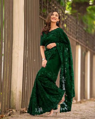 ইন্ডিয়ান জর্জেট শাড়ি ব্লাউজ পিস সহ_img_0