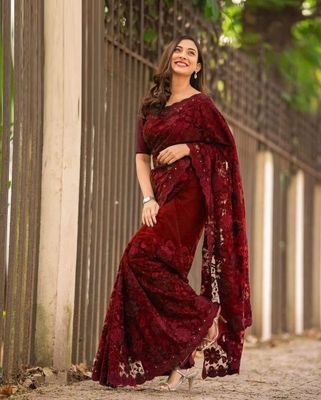 ইন্ডিয়ান জর্জেট শাড়ি ব্লাউজ পিস সহ_img_1