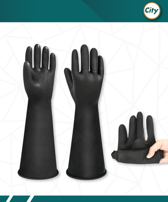 ১ জোড়া রাবার হ্যান্ড গ্লাভস লম্বা পিপিই সেফটি গ্লাভস_img_0