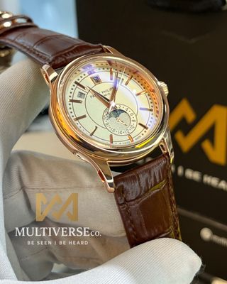 PATEK MOONPHASE CALENDAR | BROWN BELT ROSE GOLD BODY (AA)_img_1