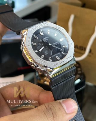 GSHOCK GM2100 | SILVER BODY | BLACK DIAL | BLACK BELT (AAA)_img_0