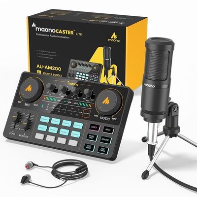 MAONOCASTER Lite Live Streaming Bundle: All-In-One Podcast Production Studio Comes With Digital Audio Interface+ Condenser Mic+ Headphone_img_0