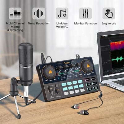 MAONOCASTER Lite Live Streaming Bundle: All-In-One Podcast Production Studio Comes With Digital Audio Interface+ Condenser Mic+ Headphone_img_2