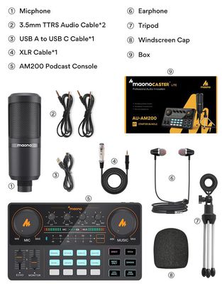 MAONOCASTER Lite Live Streaming Bundle: All-In-One Podcast Production Studio Comes With Digital Audio Interface+ Condenser Mic+ Headphone_img_4