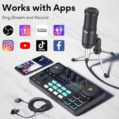 MAONOCASTER Lite Live Streaming Bundle: All-In-One Podcast Production Studio Comes With Digital Audio Interface+ Condenser Mic+ Headphone_img_9