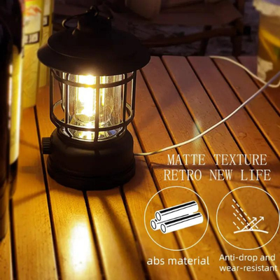 Multifunctional Rechargeable Stepless Dimming Handheld LED Camping Lamp Vintage Portable Lantern_img_11