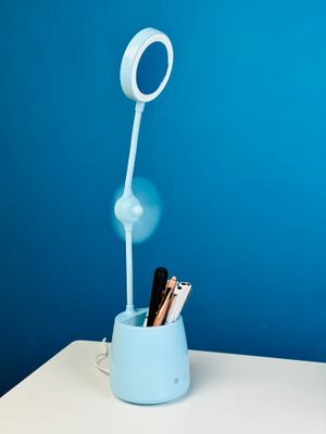 Desk Pen Holder With Led Lamp And Fan_img_0