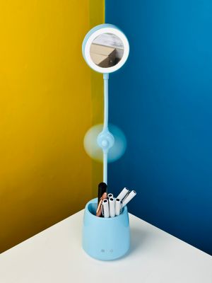 Desk Pen Holder With Led Lamp And Fan_img_1