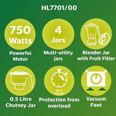Philips Viva Collection HL7701/00 Mixer Grinder, 750 Watts (4 Jars)_img_1