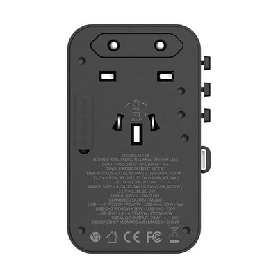 Momax UA18D 1-World+ 70W GaN 3-Ports Travel Charger with Built-in USB-C Cable_img_1