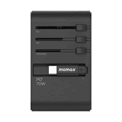 Momax UA18D 1-World+ 70W GaN 3-Ports Travel Charger with Built-in USB-C Cable_img_2