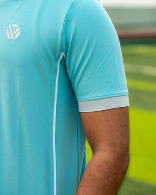 Premium Quality Piping Cut & Sew Design Pique Polo - Light cyn_img_5