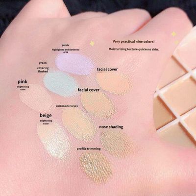 9Color Concealer Palette Moisturize Long Lasting Cover Dark Circles Acne Pores_img_2