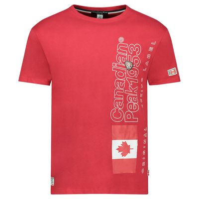 T-Shirt Col Rond avec Impressions et Drapeau Rouge_img_0