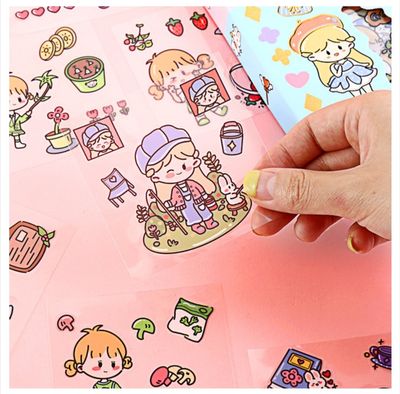 Goka hand account stickers 100 pte cute waterproof cartoon book PET mug stickers_img_1