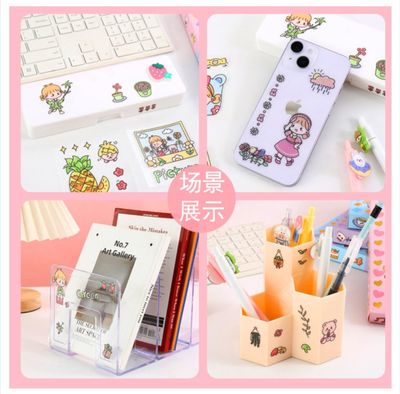 Goka hand account stickers 100 pte cute waterproof cartoon book PET mug stickers_img_2