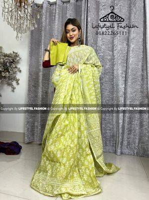 প্রিমিয়াম কোয়ালিটি সুতি বাটিক শাড়ি  (LF-C-216)_img_0
