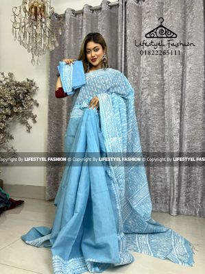 প্রিমিয়াম কোয়ালিটি সুতি বাটিক শাড়ি (LF-C-740)_img_0