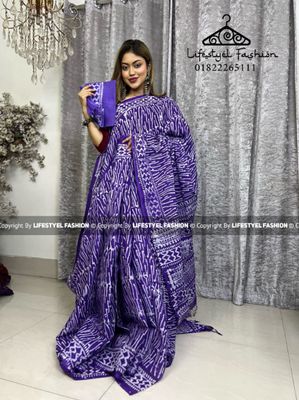 প্রিমিয়াম কোয়ালিটি সুতি বাটিক শাড়ি (LF-C-736)_img_0