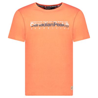 Canadian Peak JOPEAKEAK Homme - T-Shirt Col Rond avec Impressions et Drapeau Corail_img_0