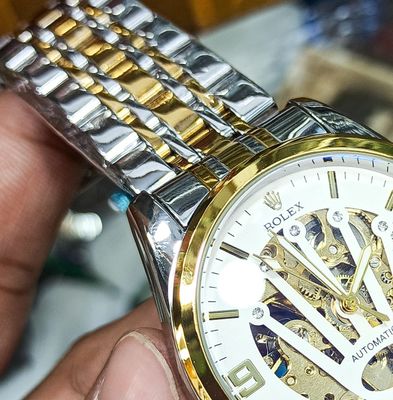 Rolex Automatic Skeleton Watch Silver White_img_2
