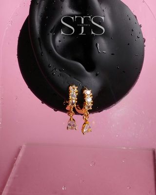 Droplet charm hoop earrings_img_0