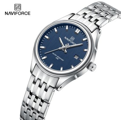 Naviforce 8039 Ladies Chain Watch- Blue Dial- Silver Bezel- Silver Chain- TF Code NF862/4CF_img_1