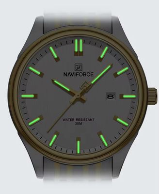 Naviforce 8039 Ladies Chain Watch- Silver Dial- Golden Bezel- Silver+Golden Chain- TF Code NF862/2CF_img_3