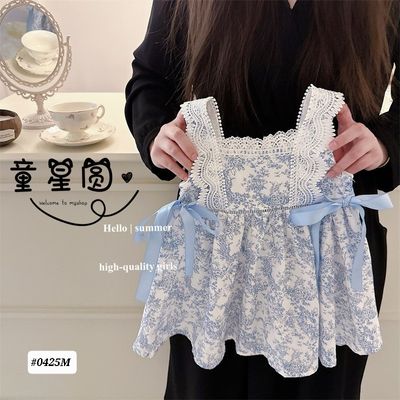 Kids Girls Summer Porcelain Flower Lace Bow Frock Dress (1 to 5 years)_img_0