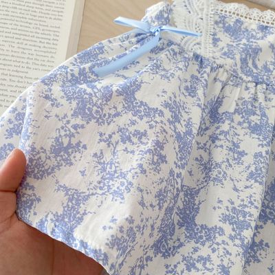 Kids Girls Summer Porcelain Flower Lace Bow Frock Dress (1 to 5 years)_img_5