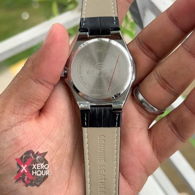 Edifice AA Grade | Leather Plain Dial watch | Black Belt white dital_img_2