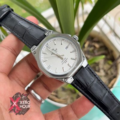 Edifice AA Grade | Leather Plain Dial watch | Black Belt white dital_img_3