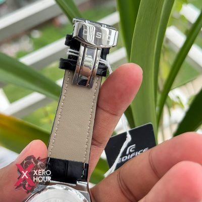 Edifice AA Grade | Leather Plain Dial watch | Black Belt white dital_img_4