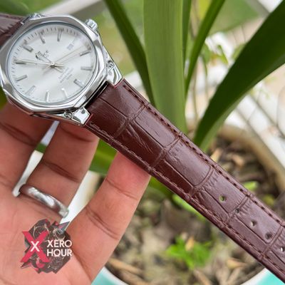 Edifice AA Grade | Leather Plain Dial watch | Brown Belt white dital_img_4