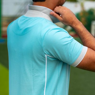 Premium Quality Piping Cut & Sew Design Pique Polo - Light cyn_img_6