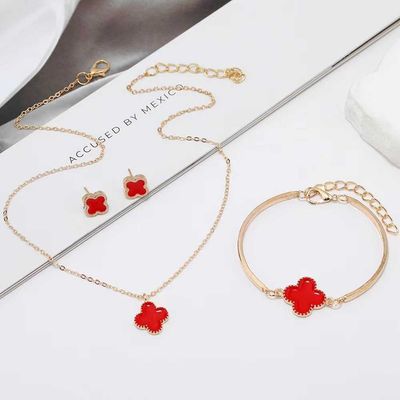 Clover Necklace, Bracelet and Earrings Combo set_img_0