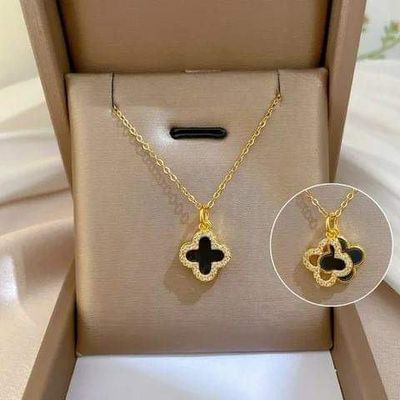 Four leaf double side clover necklaceColours 💛Golden🤍SilverBoth Colours available_img_3