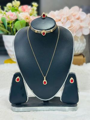 NacklaNacklace, earring, finger ring & bracele colour- Golden, Red, Green_img_2